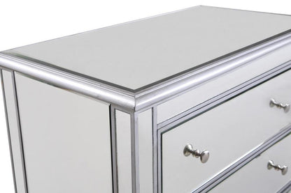 Elegant Furniture & Lighting - Contempo 3 Drawer Bedside Cabinet 33 in.x 18 in.x 32 in. in silver paint - MF6-1019S veiw 7