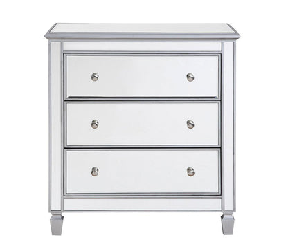 Elegant Furniture & Lighting - Contempo 3 Drawer Bedside Cabinet 33 in.x 18 in.x 32 in. in silver paint - MF6-1019S veiw 8