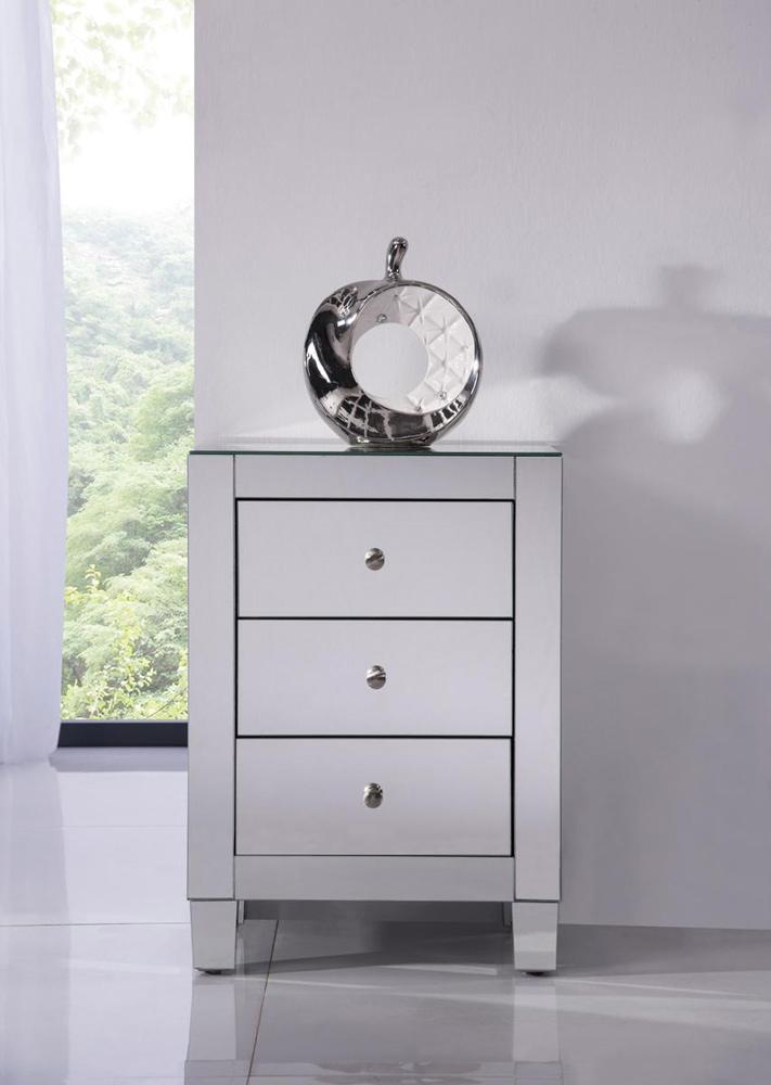 Elegant Furniture & Lighting - Contempo 3 Drawers Cabinet 17-3/4 in. x 13 in. x 25 in. in Clear Mirror - MF6-1032 veiw 6