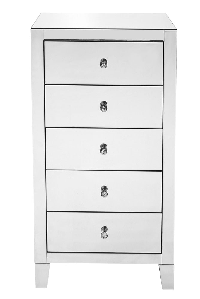 Elegant Furniture & Lighting - Contempo 5 Drawer Chest 24 in x 18 in x 45 in.in clear mirror - MF6-1051 veiw 1