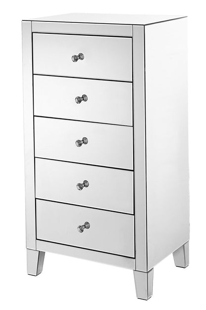 Elegant Furniture & Lighting - Contempo 5 Drawer Chest 24 in x 18 in x 45 in.in clear mirror - MF6-1051 veiw 3
