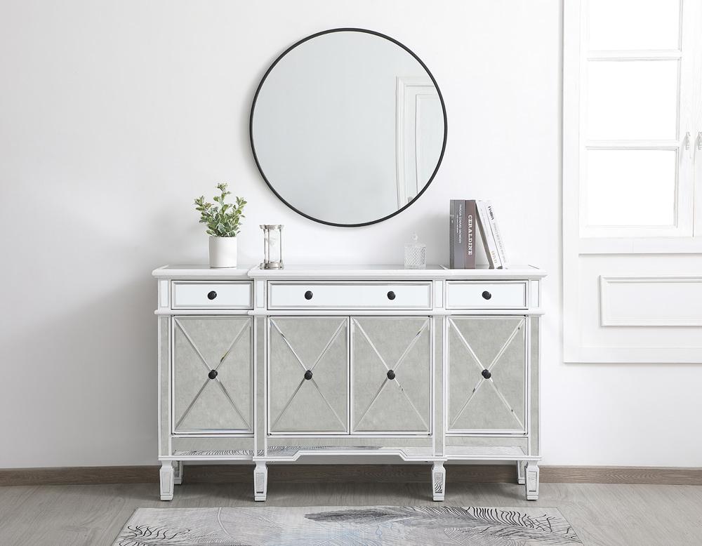 Elegant Furniture & Lighting - Contempo 60 inch mirrored credenza in antique white - MF6-1001AW veiw 2