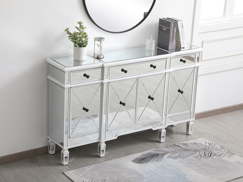 Elegant Furniture & Lighting - Contempo 60 inch mirrored credenza in antique white - MF6-1001AW veiw 5
