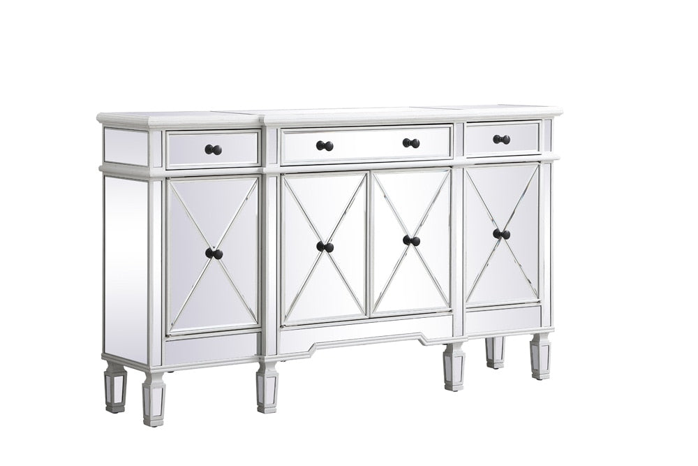 Elegant Furniture & Lighting - Contempo 60 inch mirrored credenza in antique white - MF6-1001AW veiw 6