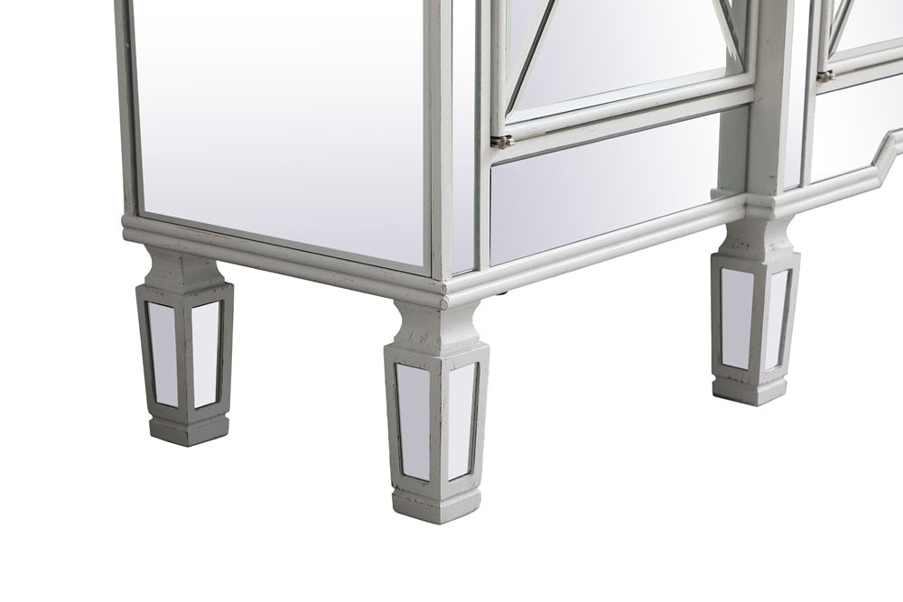 Elegant Furniture & Lighting - Contempo 60 inch mirrored credenza in antique white - MF6-1001AW veiw 9