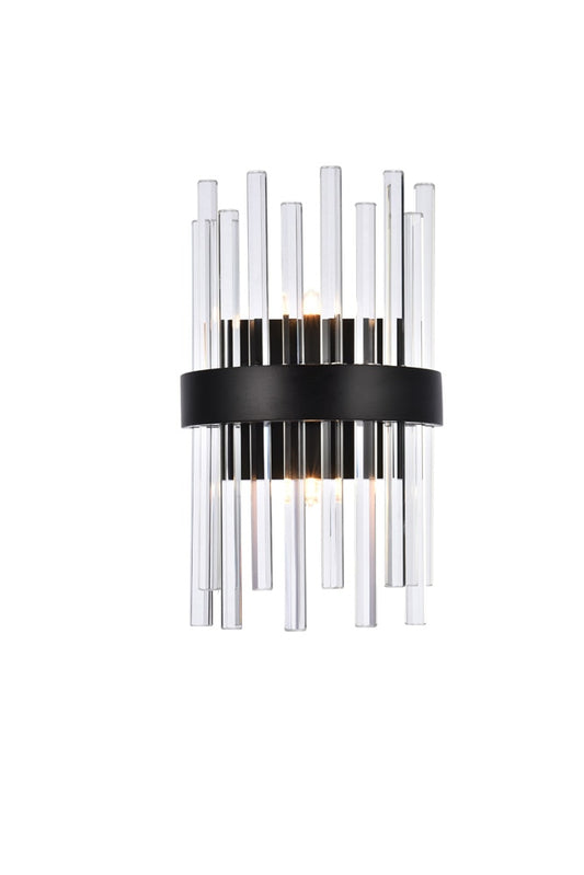 Elegant Furniture & Lighting - Dallas 8 inch crystal bath sconce in black - 3000W8BK veiw 1