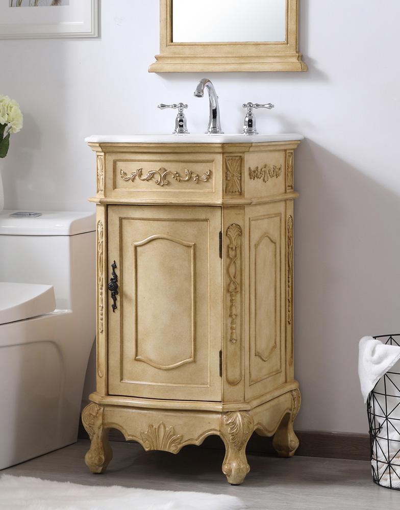 Elegant Furniture & Lighting - Danville 24 inch Single Bathroom vanity in Antique Beige with ivory white engineered marble - VF10119AB-VW veiw 3