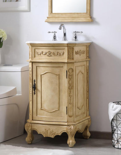 Elegant Furniture & Lighting - Danville 24 inch Single Bathroom vanity in Antique Beige with ivory white engineered marble - VF10119AB-VW veiw 3