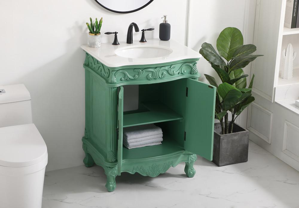 Elegant Furniture & Lighting - Danville 27 inch Single bathroom vanity in vintage mint - VF-1008VM veiw 10
