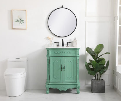 Elegant Furniture & Lighting - Danville 27 inch Single Bathroom vanity in vintage mint with ivory white engineered marble - VF10127VM-VW veiw 5