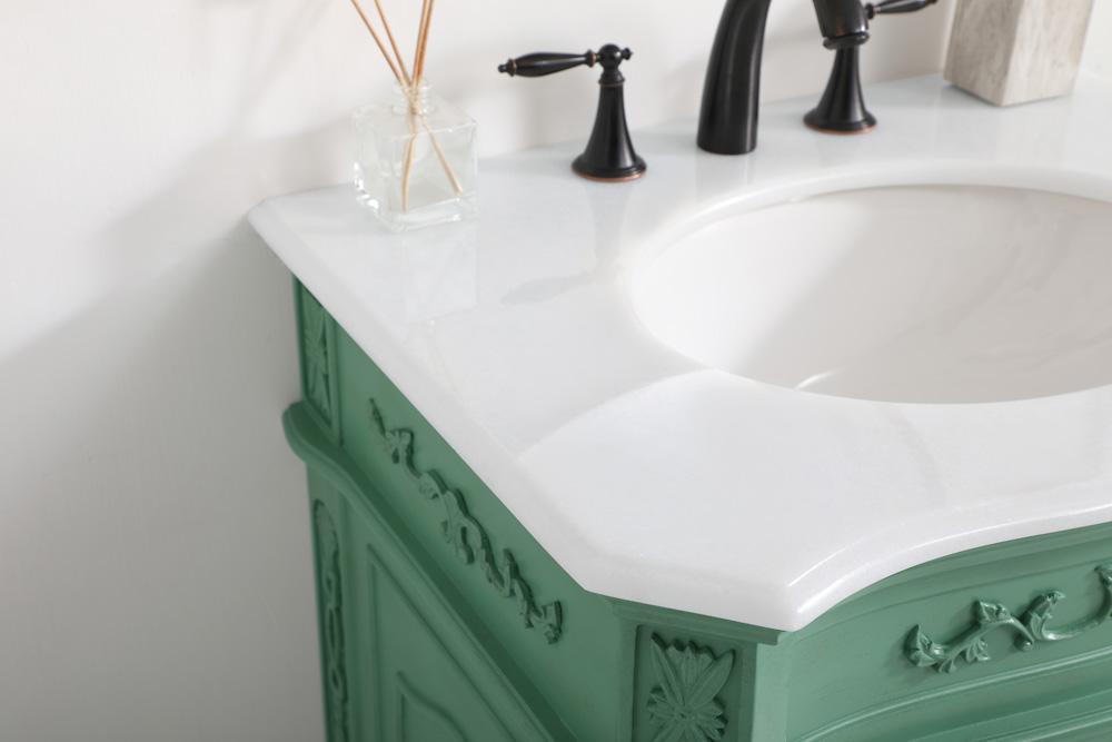 Elegant Furniture & Lighting - Danville 27 inch Single Bathroom vanity in vintage mint with ivory white engineered marble - VF10127VM-VW veiw 6