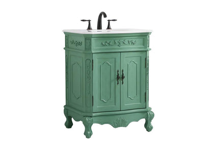 Elegant Furniture & Lighting - Danville 27 inch Single Bathroom vanity in vintage mint with ivory white engineered marble - VF10127VM-VW veiw 8