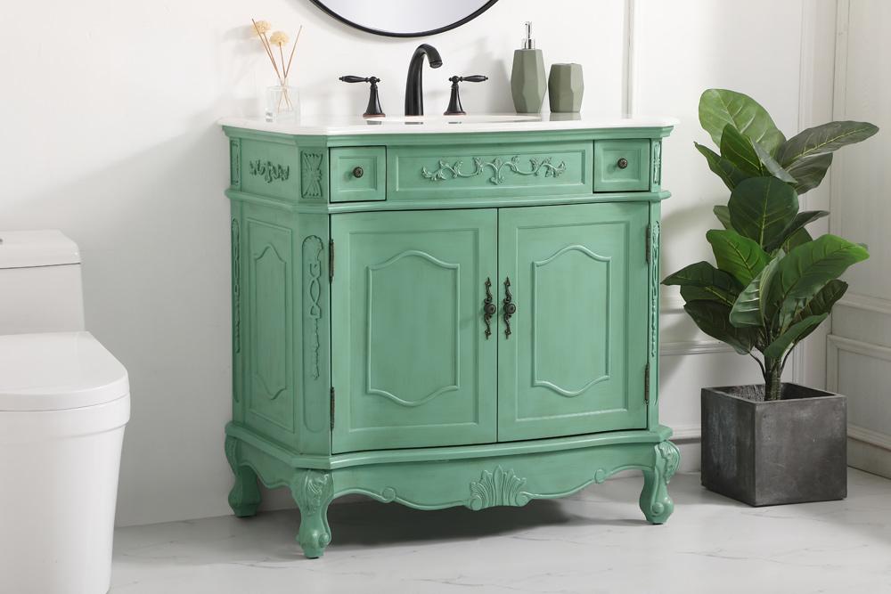 Elegant Furniture & Lighting - Danville 36 inch Single bathroom vanity in vintage mint - VF10136VM veiw 9