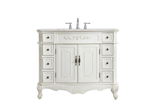 Elegant Furniture & Lighting - Danville 42 inch Single Bathroom Vanity in Antique White - VF10142AW veiw 1