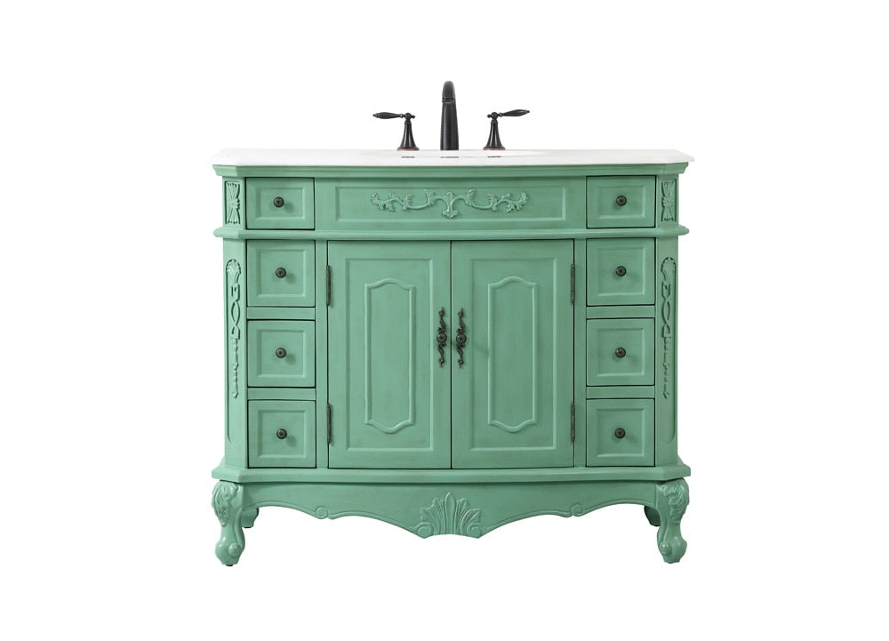 Elegant Furniture & Lighting - Danville 42 inch Single bathroom vanity in vintage mint - VF10142VM veiw 1