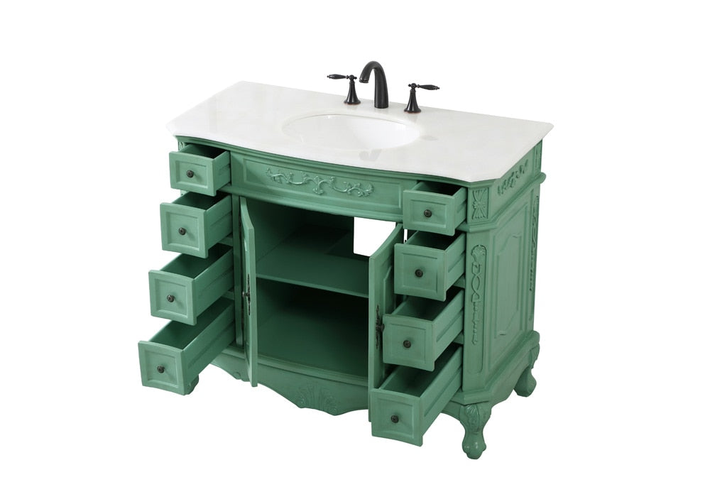 Elegant Furniture & Lighting - Danville 42 inch Single bathroom vanity in vintage mint - VF10142VM veiw 16