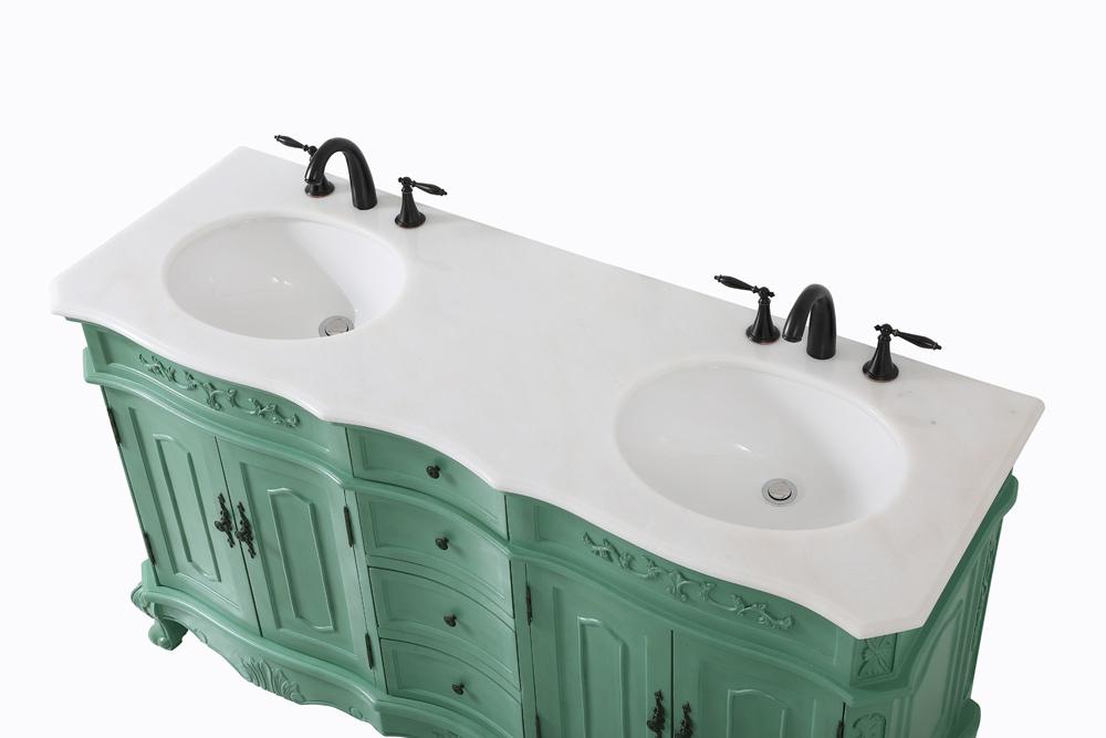 Elegant Furniture & Lighting - Danville 60 inch double bathroom vanity in vintage mint - VF10160DVM veiw 3