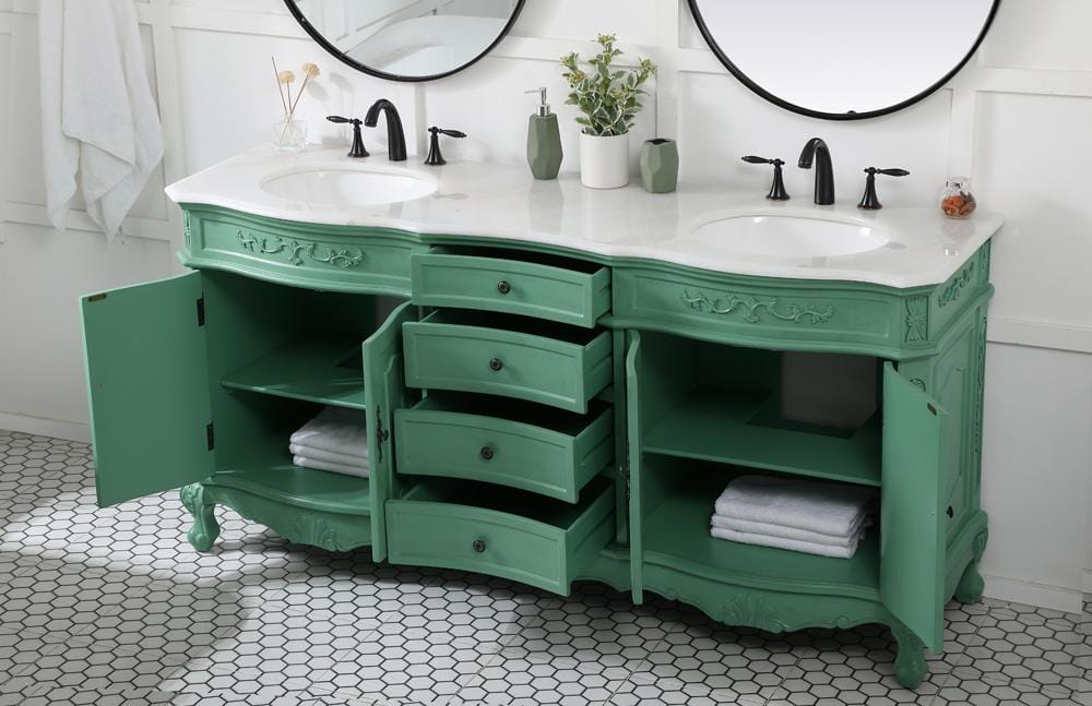 Elegant Furniture & Lighting - Danville 72 inch double bathroom vanity in vintage mint - VF10172DVM veiw 10