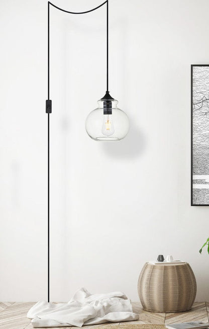 Elegant Furniture & Lighting - Destry 1 Light Black plug-in Pendant With Clear Glass - LDPG2245BK view 5