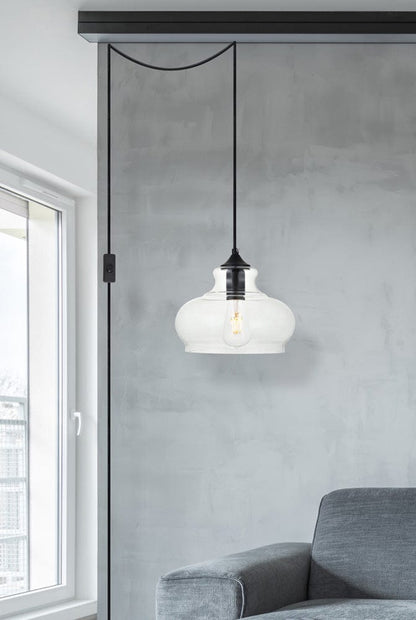 Elegant Furniture & Lighting - Destry 1 Light Black plug-in Pendant With Clear Glass - LDPG2246BK view 5