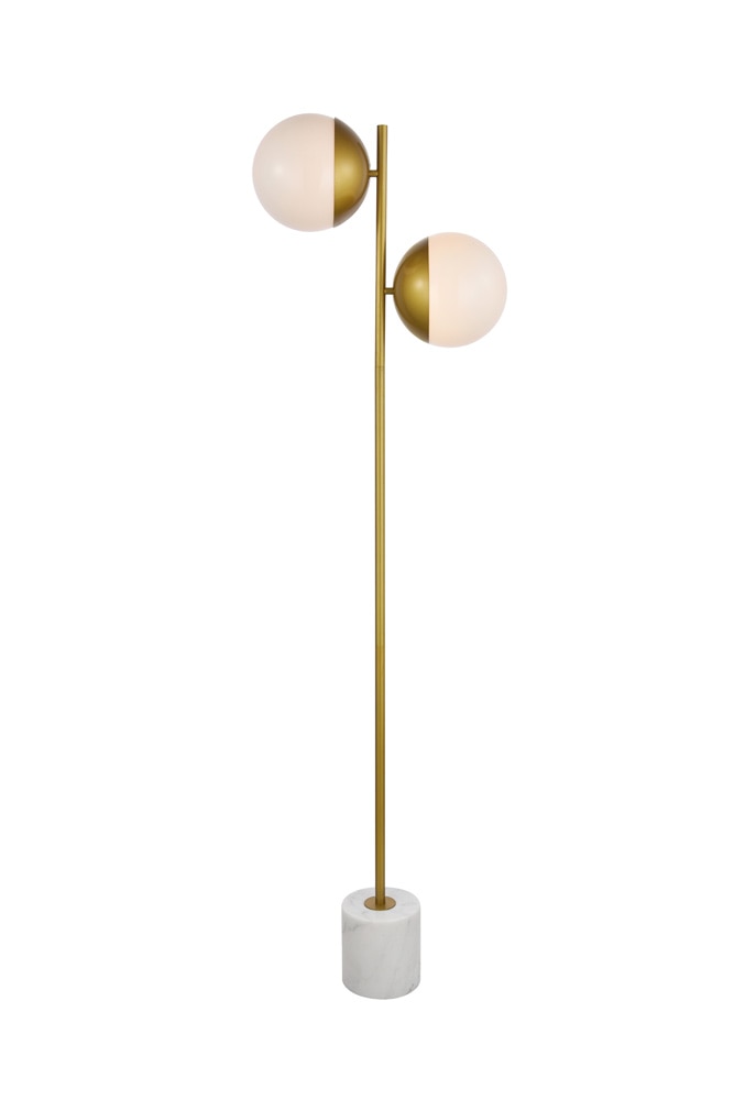 Elegant Furniture & Lighting - Eclipse 2 Lights Brass Floor Lamp With Frosted White Glass - LD6114BR veiw 1