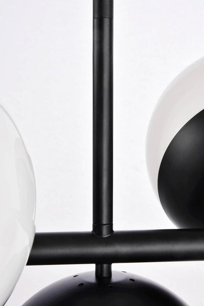 Elegant Furniture & Lighting - Eclipse 7 Lights Black Pendant With Frosted White Glass - LD6134BK view 4