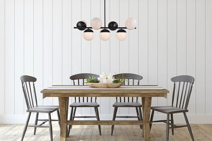 Elegant Furniture & Lighting - Eclipse 7 Lights Black Pendant With Frosted White Glass - LD6134BK view 6