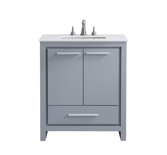 Elegant Furniture & Lighting - Filipo 30 inch Single Bathroom vanity in Grey with ivory white engineered marble - VF-1028-VW veiw 1