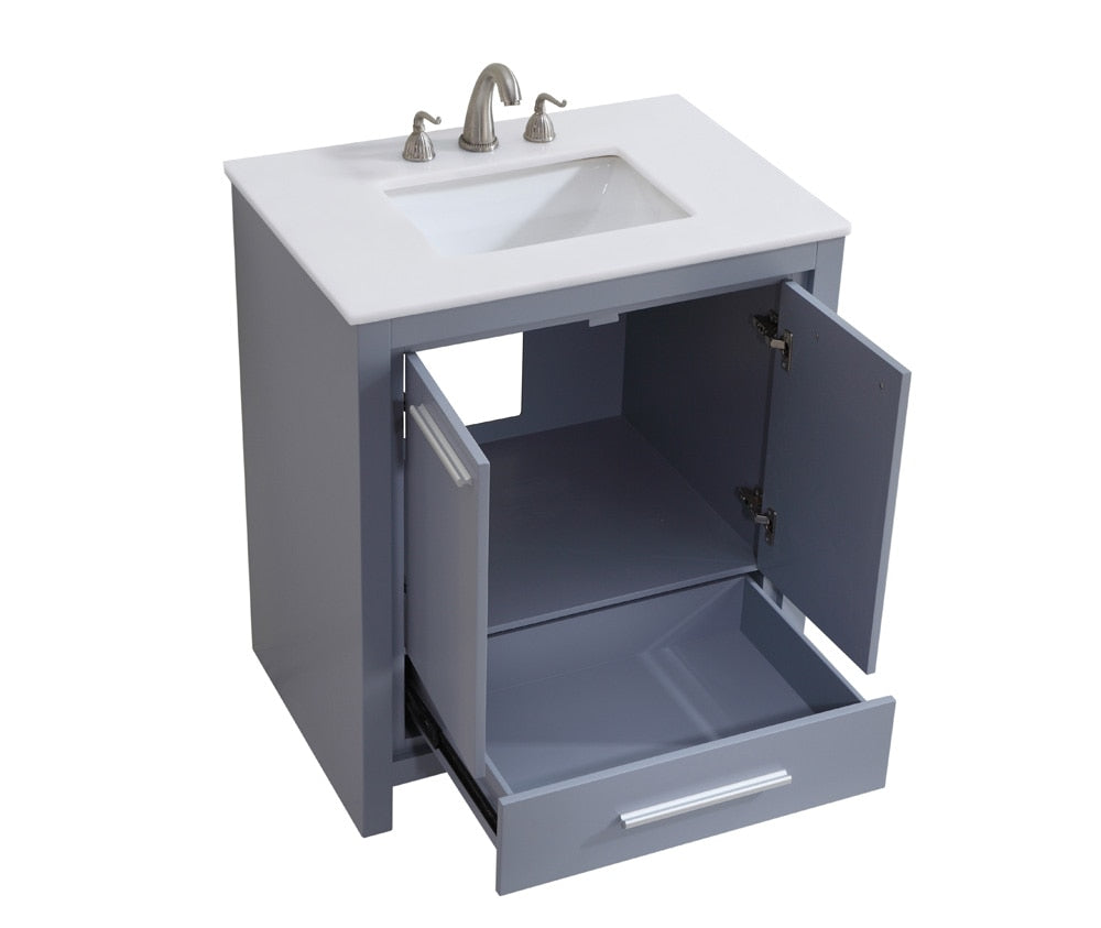 Elegant Furniture & Lighting - Filipo 30 inch Single Bathroom vanity in Grey with ivory white engineered marble - VF-1028-VW veiw 4