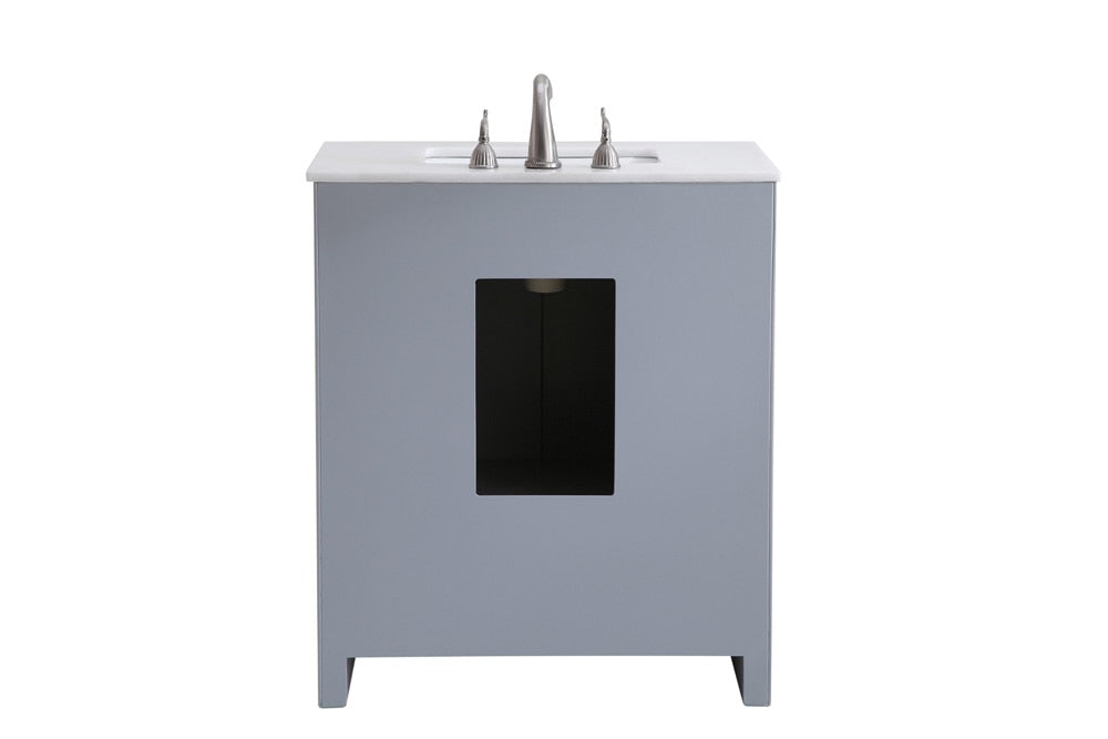 Elegant Furniture & Lighting - Filipo 30 inch Single Bathroom vanity in Grey with ivory white engineered marble - VF-1028-VW veiw 6