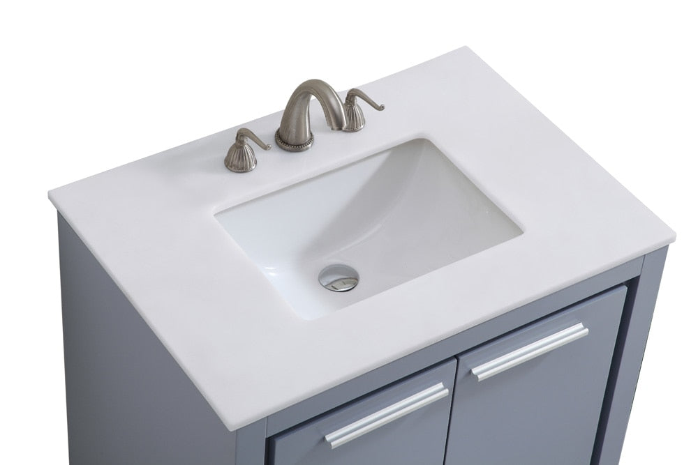 Elegant Furniture & Lighting - Filipo 30 inch Single Bathroom vanity in Grey with ivory white engineered marble - VF-1028-VW veiw 7