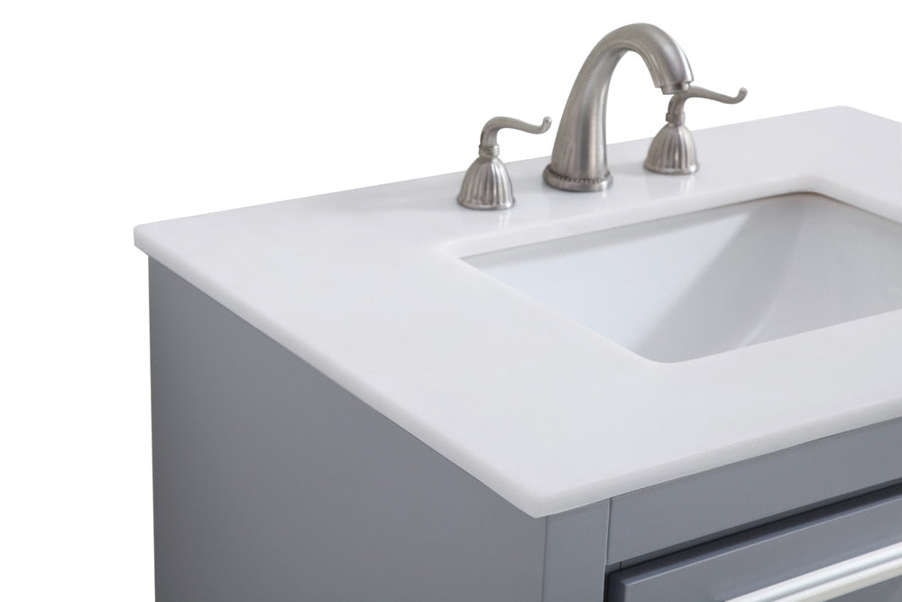 Elegant Furniture & Lighting - Filipo 30 inch Single Bathroom vanity in Grey with ivory white engineered marble - VF-1028-VW veiw 8