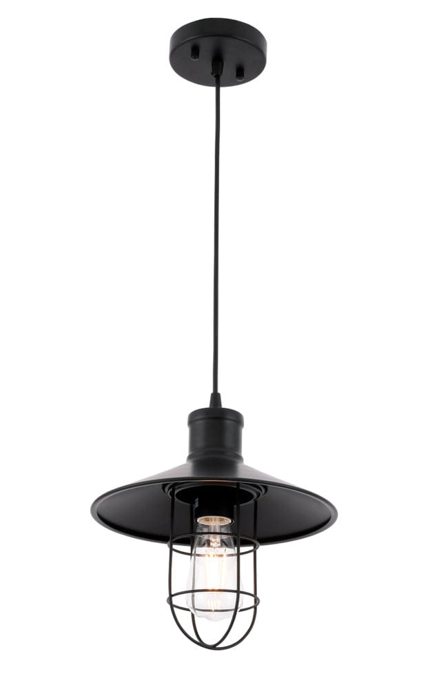 Elegant Furniture & Lighting - Flaneur 1 light Black Pendant - LD7505BK view 3