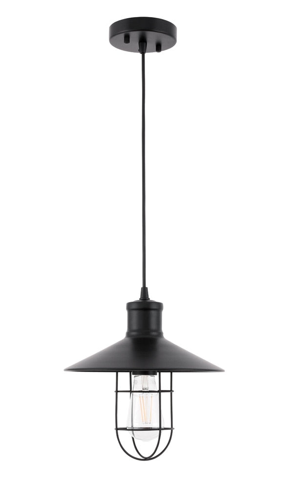 Elegant Furniture & Lighting - Flaneur 1 light Black Pendant - LD7505BK view 1