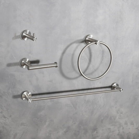 Elegant Furniture & Lighting - Freya 4-Piece Bathroom Hardware Set in Brushed Nickel - HWB-11S4BNK view 2
