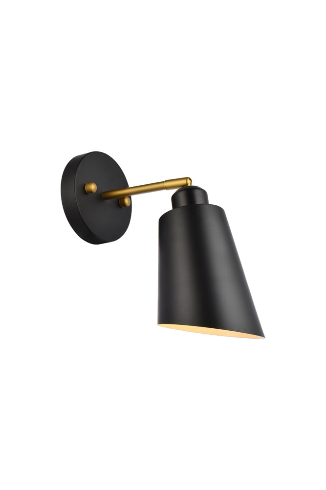 Elegant Furniture & Lighting - Halycon 5 inch black and brass wall sconce - LD2354BK veiw 1