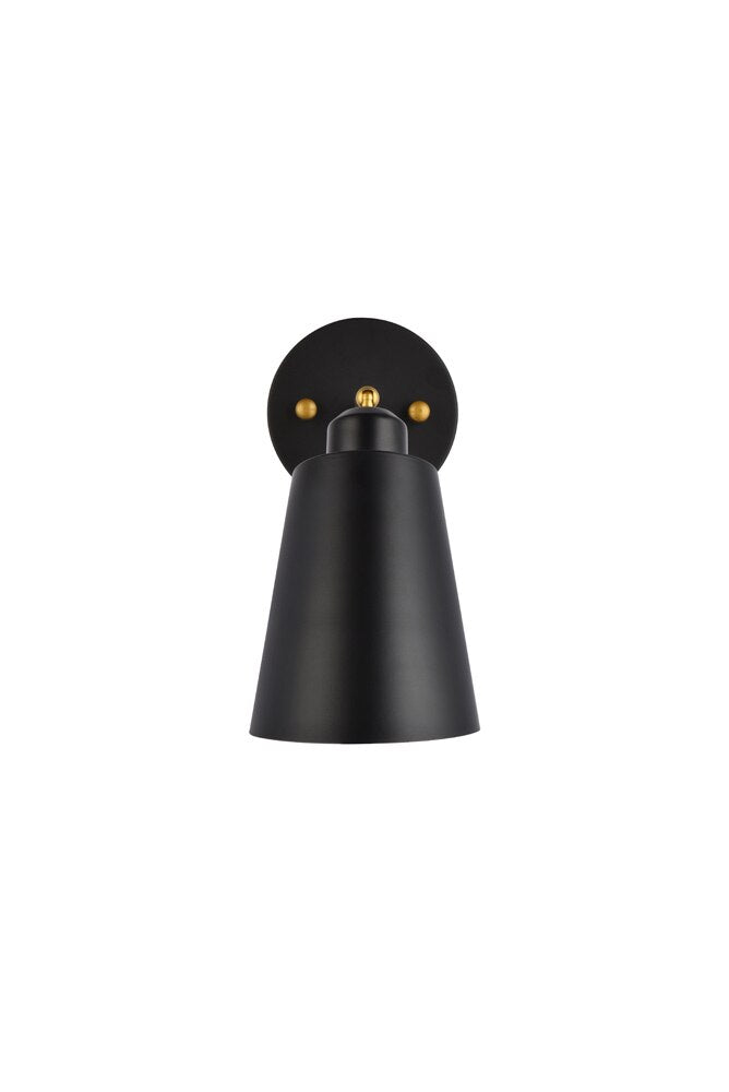 Elegant Furniture & Lighting - Halycon 5 inch black and brass wall sconce - LD2354BK veiw 3
