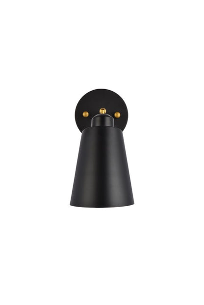 Elegant Furniture & Lighting - Halycon 5 inch black and brass wall sconce - LD2354BK veiw 3