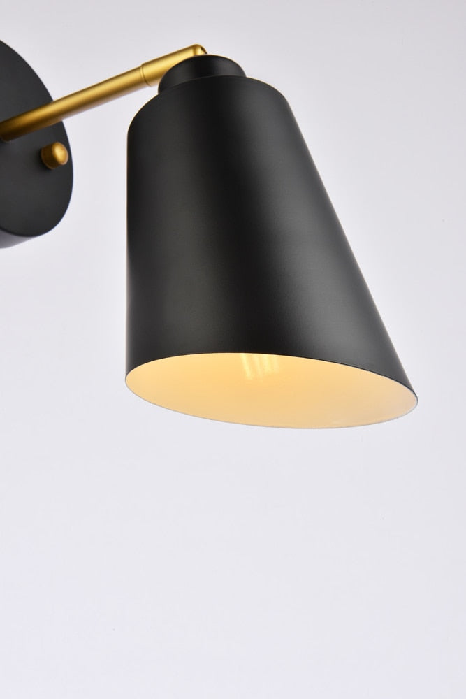 Elegant Furniture & Lighting - Halycon 5 inch black and brass wall sconce - LD2354BK veiw 6