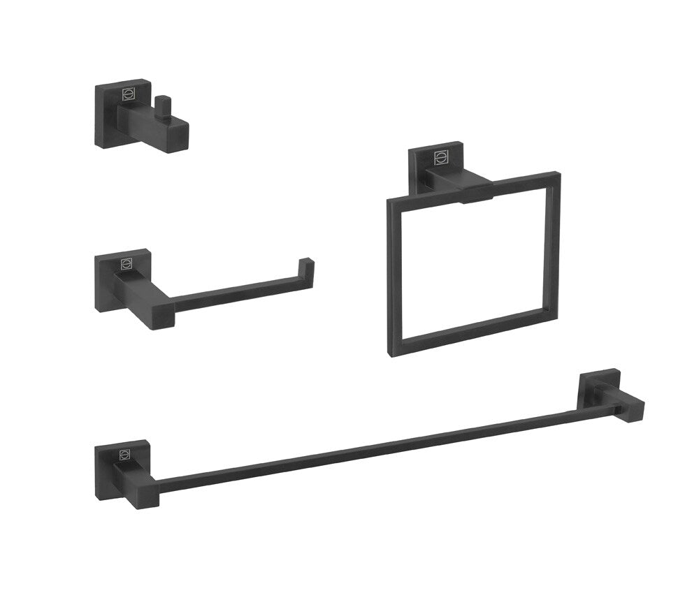 Elegant Furniture & Lighting - Isla 4-Piece Bathroom Hardware Set in Matte Black - HWB-12S4MBK view 1