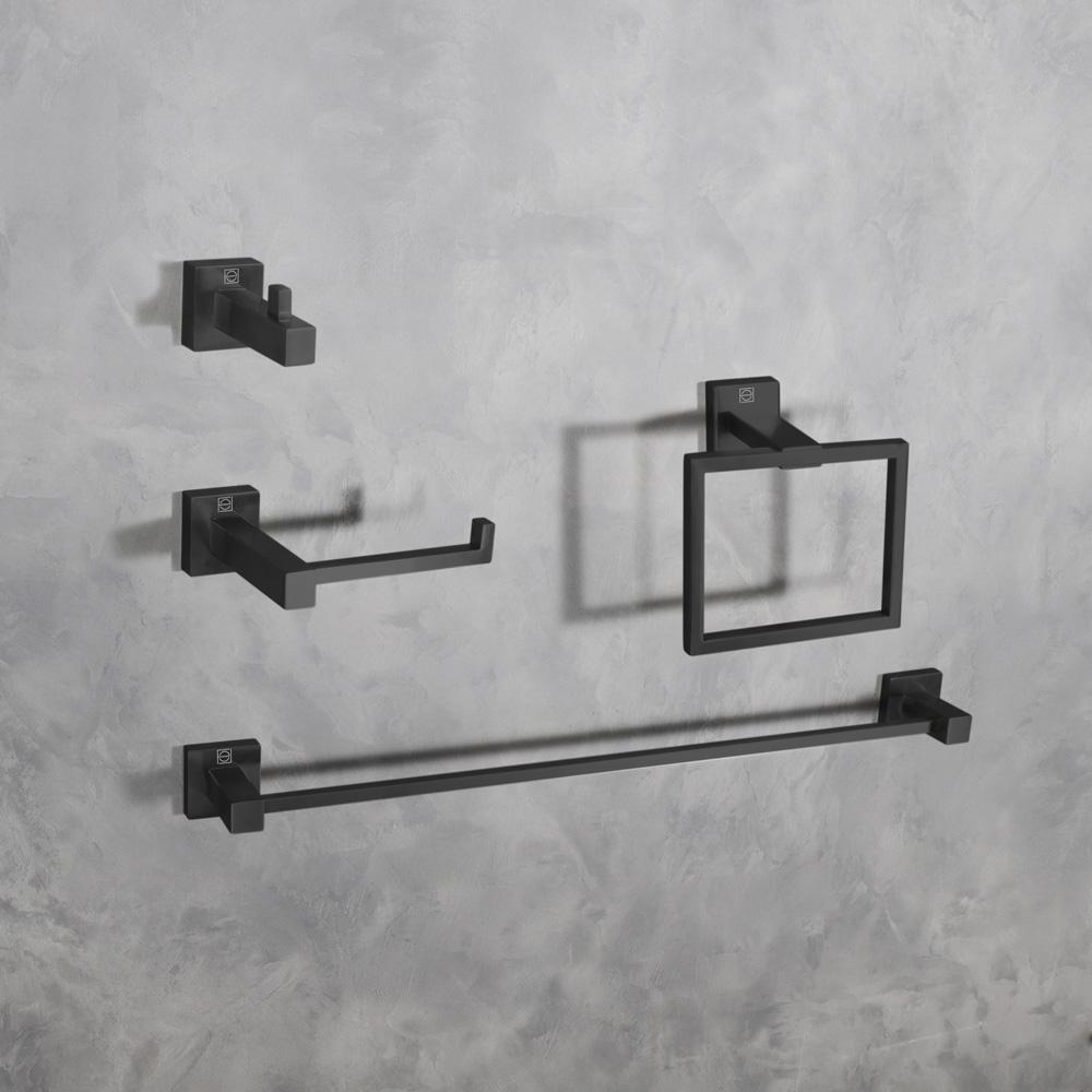 Elegant Furniture & Lighting - Isla 4-Piece Bathroom Hardware Set in Matte Black - HWB-12S4MBK view 2