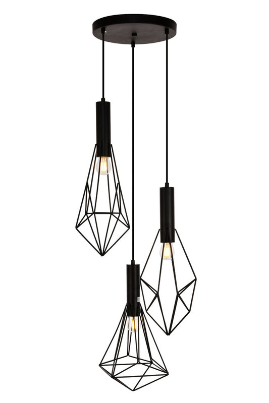 Elegant Furniture & Lighting - Jago Pendant D16.0 H30.4 Lt:3 Black Finish - LDPD2108 veiw 1