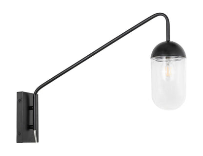 Elegant Furniture & Lighting - Kace 1 light Black and Clear glass wall sconce - LD6174BK view 2