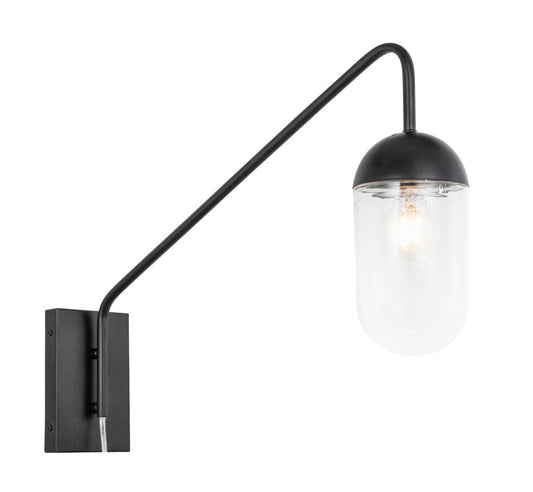Elegant Furniture & Lighting - Kace 1 light Black and Clear glass wall sconce - LD6174BK view 3