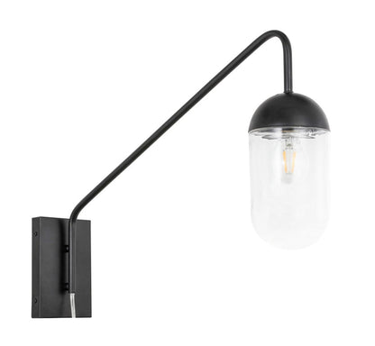 Elegant Furniture & Lighting - Kace 1 light Black and Clear glass wall sconce - LD6174BK view 4