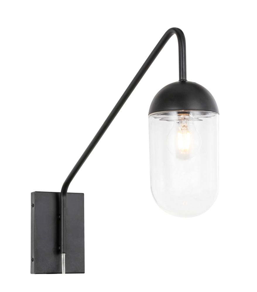 Elegant Furniture & Lighting - Kace 1 light Black and Clear glass wall sconce - LD6174BK view 5