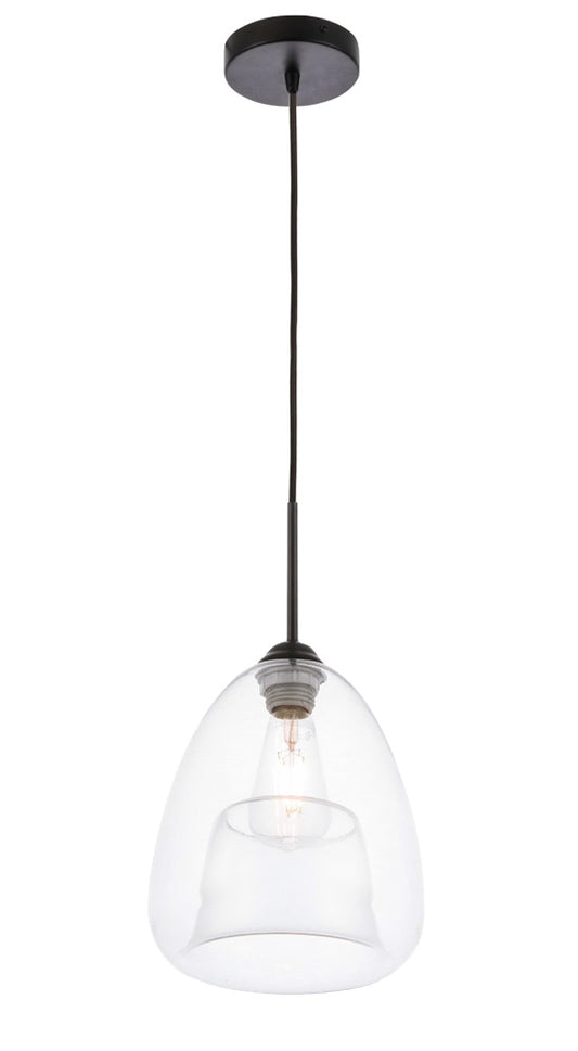Elegant Furniture & Lighting - Kason 1 light Black and Clear glass pendant - LD5031D8BK veiw 1