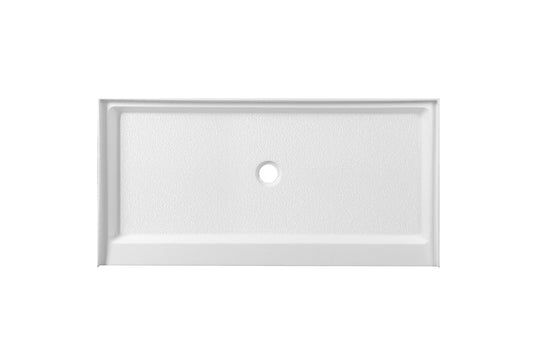 Elegant Furniture & Lighting - Laredo 60x30 inch Single threshold shower tray center drain in glossy white - STY01-C6030 view 1
