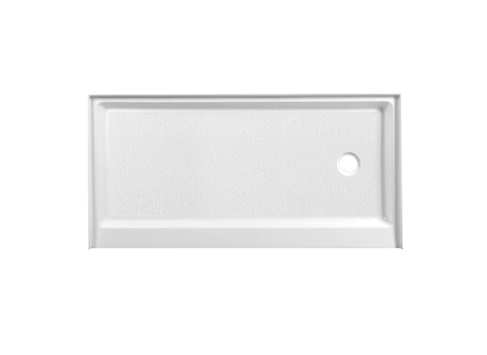 Elegant Furniture & Lighting - Laredo 60x30 inch Single threshold shower tray right drain in glossy white - STY01-R6030 veiw 1
