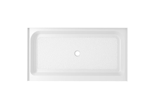 Elegant Furniture & Lighting - Laredo 60x36 inch Single threshold shower tray center drain in glossy white - STY01-C6036 veiw 1